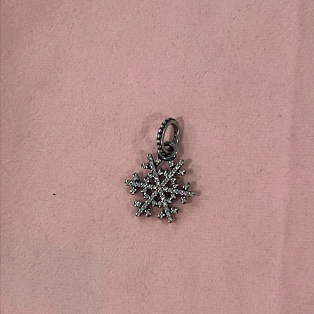 Pandora Retired Sparkling Clear CZ Snowflake Dangle Charm